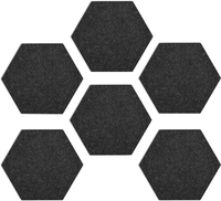 Navaris Filz Memoboards Set sechseckig - 6X Filz Pinnwand 15x17,7x1,5cm mit Pinnnadeln und Klebeband - Pinwand für Kinderzimmer Büro - Dunkelgrau