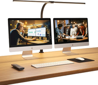 APMIEK Doppelkopf Schreibtischlampe LED, 24W 76CM Schreibtischlampe Klemmbar für Homeoffice, 3200K-6500K Schwanenhals Büro Tischlampe Augenschutz Arbeitsplatzleuchte Monitor Lampe PC Lampe(Schwarz)