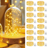 bitjam 16 Stück Mini LED Lichterkette mit Batterie, 2M 3 Modes Kleine Lichterkette Wasserdicht für Party Hochzeit Weihnachten Beleuchtung Deko (WarmWeiß)