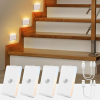 LED Nachtlicht mit Bewegungsmelder & Dämmerungssensor, 3 Modi Auto EIN/AUS Nachtlampe Dimmbar, 3 Farbtemperatur Treppenbeleuchtung, Lampe USB Aufladbar für Kinderzimmer, Flur, Schlafzimmer, 4 Stück