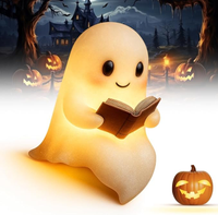 Niedliche Geister-Leselampe 2026, Ghost Reading Book Lamp, 3D Halloween Geist Lampe, Halloween-Dekoration für Leser und Buchliebhaber (15 cm - A)